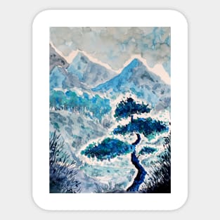 Blue Watercolor Landscape Sticker